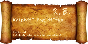 Kripkó Boglárka névjegykártya